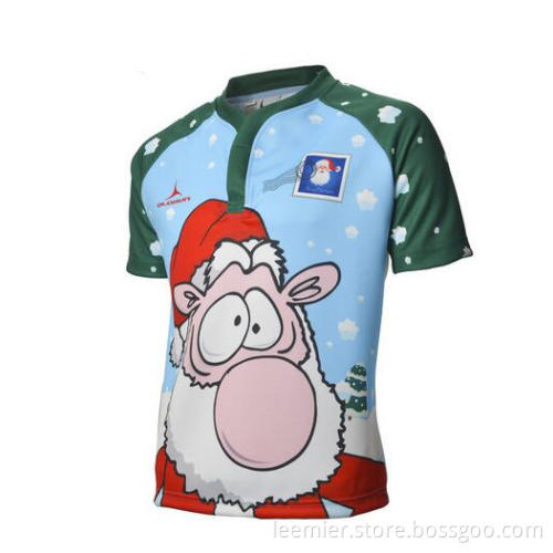 2015 hot sale custom cute Sublimated Christmas senta reindeer rugby shirts for sale